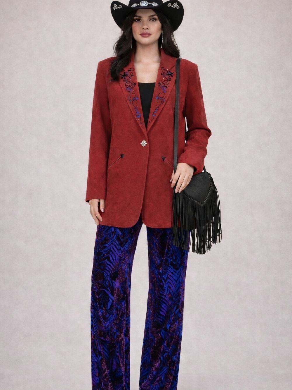 NWT Saddle Ridge Vintage Collection Brick Embroidered Concho Blazer Medium - Picture 2 of 9